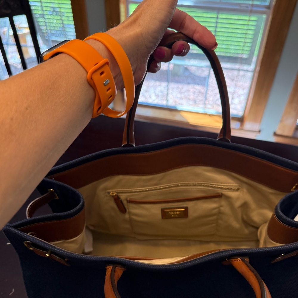Ralph Lauren Navy and Brown Canvas Tote - Picture 4 of 6